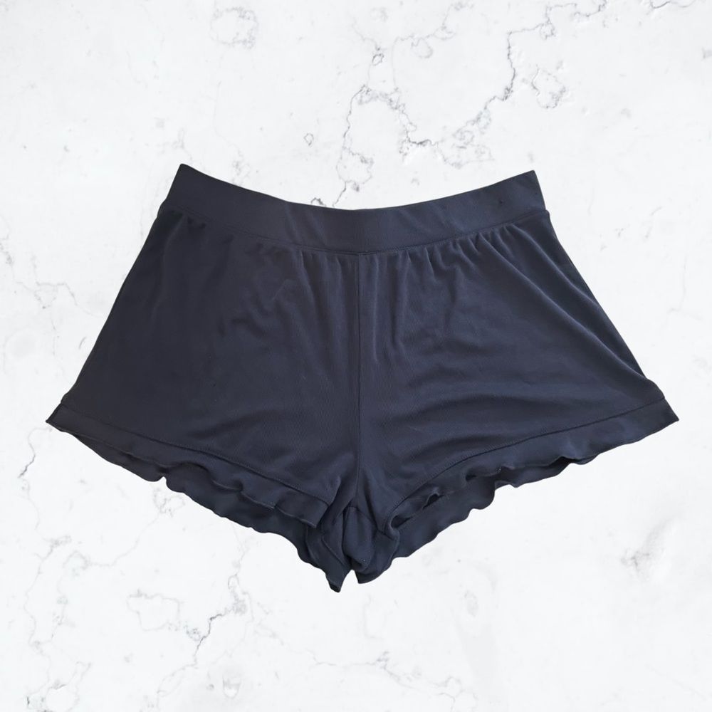 Marine Layer Navy Blue Lounge Shorts, Parisian Night Luxe Rib Ruffle Short